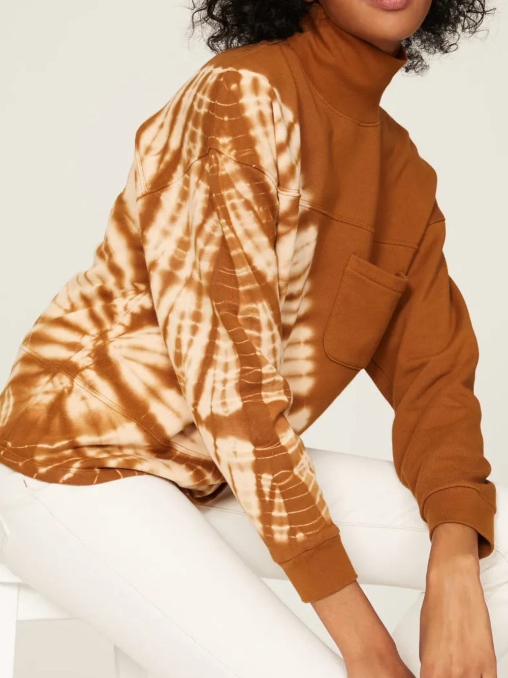 Madewell Brown TieDye Mockneck Sweatshirt